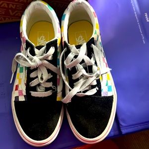 Gently worn Checkered Vans with box